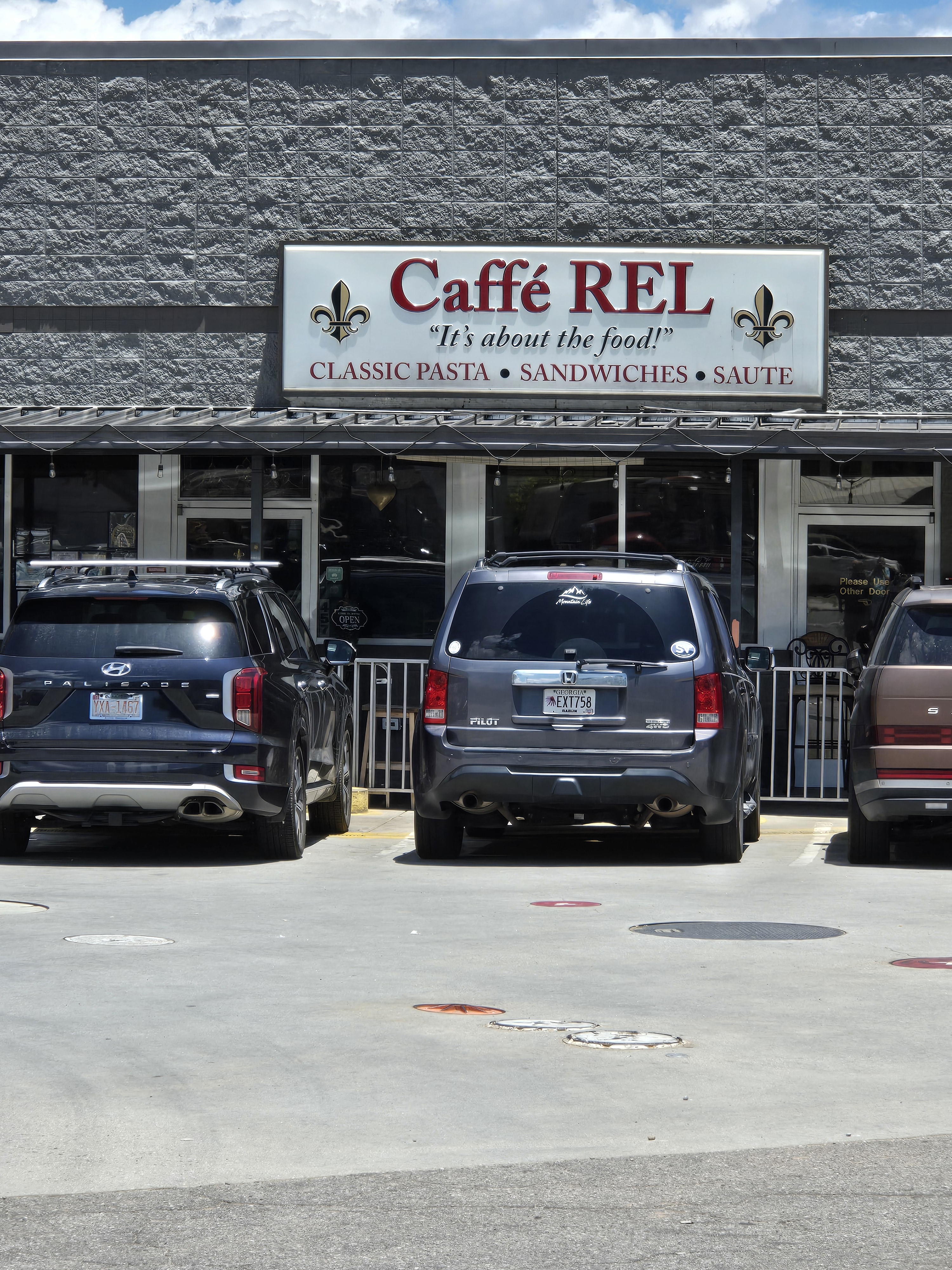 Front of Caffe Rel, behind the HOT SPot in Franklin nc